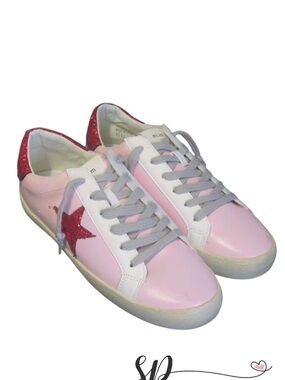 Mi.iM Pink Glitter Star Low-Top Sneakers with Gray Laces
